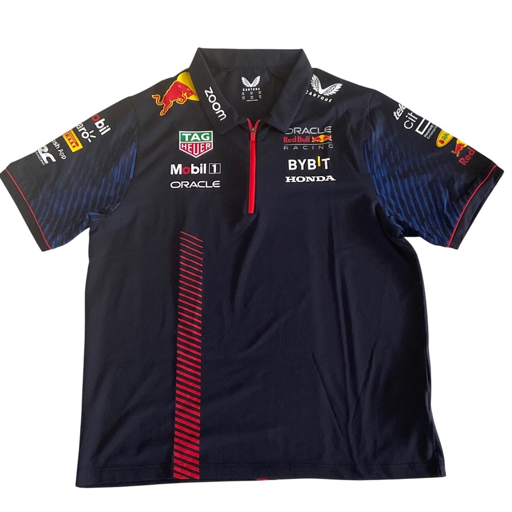Castore Red Bull Racing Polo Men 2XL Navy Excellence Quarter Zip F1 Team Shirt